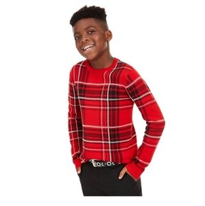 Charter Club Big Boys Plaid Sweater Red EUC